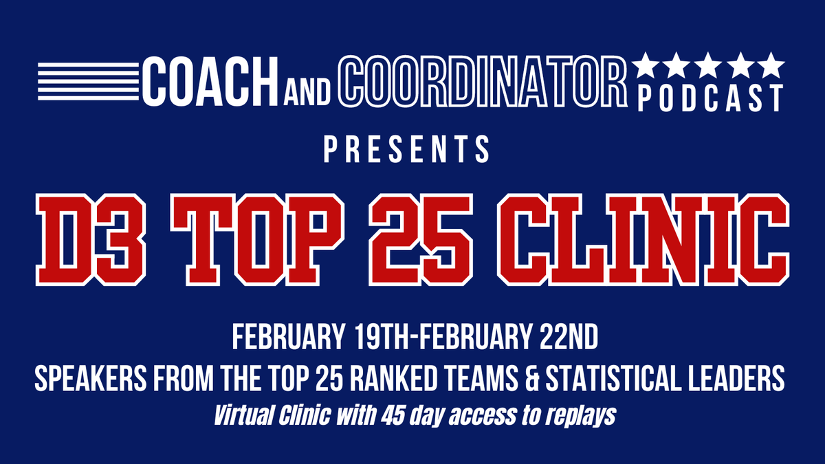 🏆National Champions 📈Statistical Category Leaders on O/D/ST Top 2️⃣5️⃣ Coaches This clinic has great presentations from coaches who were the best in the country in 2023 @d3football @WeAreAFCA Get your ticket here. The more coaches who attend with you the cheaper the price.…