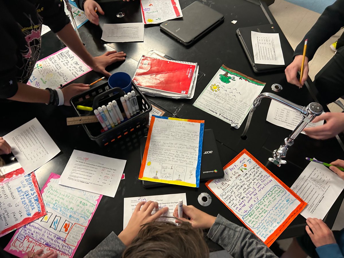 lexiechap's tweet photo. The power of peer feedback!! 🎉 I love hearing students use their academic vocab as they collaborate, and explain concepts to each other. After, students were able to add to their One Pagers based on the specific feedback provided. Team work makes the dream work! https://t.co/sQSgniBgDM