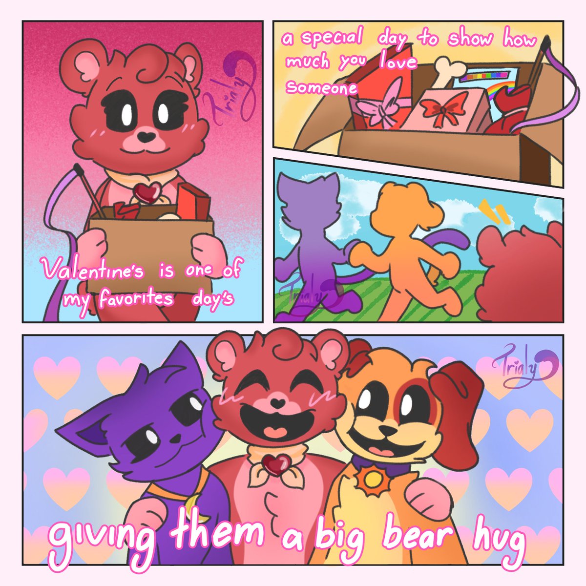 Trialy5's tweet photo. Happy late Valentine's day
Special thanks to @Bell_Whisker who helped me in this little project
#ValentinesDay #similingcritters
#BobbyBearHug #catnap #Dogday #craftycorn #PoppyPlaytimeChapter3 https://t.co/KmWJEnvYRu