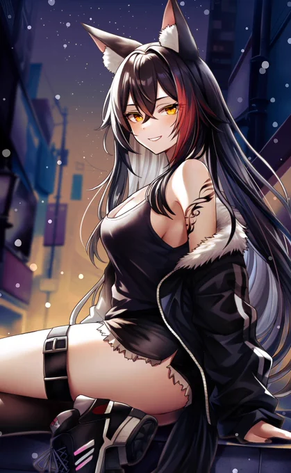 白夜ちゃんの従姉黒狐、極夜(きょくや)ちゃんです。よろしくお願いします#極夜ーと 