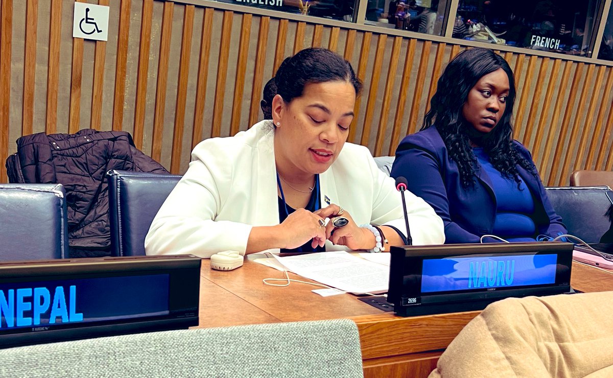NauruMissionUN's tweet photo. Amb Deiye ๐ณ๐ท delivered a statement at the IGN Security Council Reform to support the L.69 model on membership expansion of to permanent & non-permanent members.
A dedicated SIDS seat is vital to the reform. SIDS have a role to play & and must be represented.
#L69Group https://t.co/KLySt7vew2
