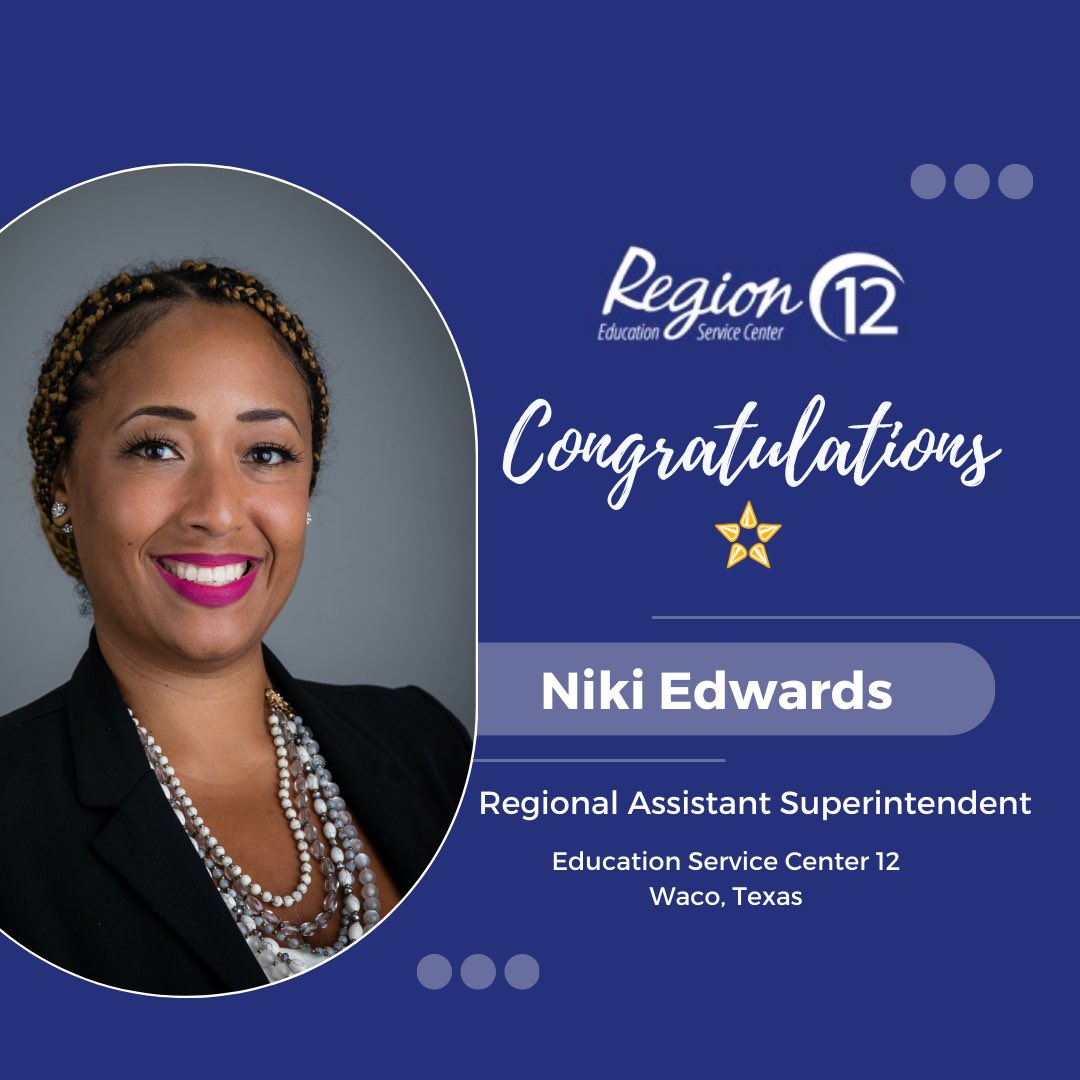 🙌🏾 Congratulations to Niki Edwards for being named the new Regional Assistant Superintendent at ESC 12! Mrs. Edwards has served Marlin ISD since 2020, most notably as the nationally award winning principal of Marlin Elementary & as Chief Academic Officer! #CommittedToExcellence