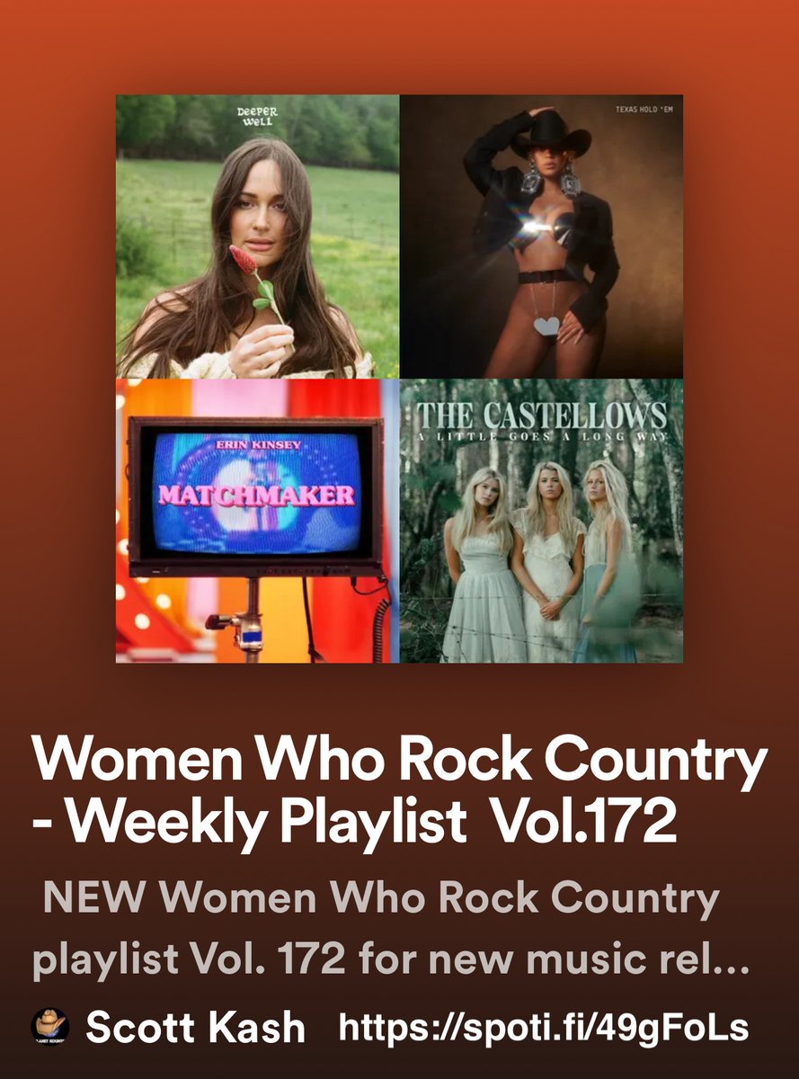 NEW #WomenWhoRockCountry playlist for new releases from across the pond by
@emilyfayemusic
@chloechadwickuk
@MarieNaffah
@mimgrey
@SoraviaSammie1/#LewisFolkner
@marymiddlefield
@sashamcveigh
+MORE

#Spotify
spoti.fi/49gFoLs

#NewMusic2024 #Country  @rt_tsb @MusicCityMemo