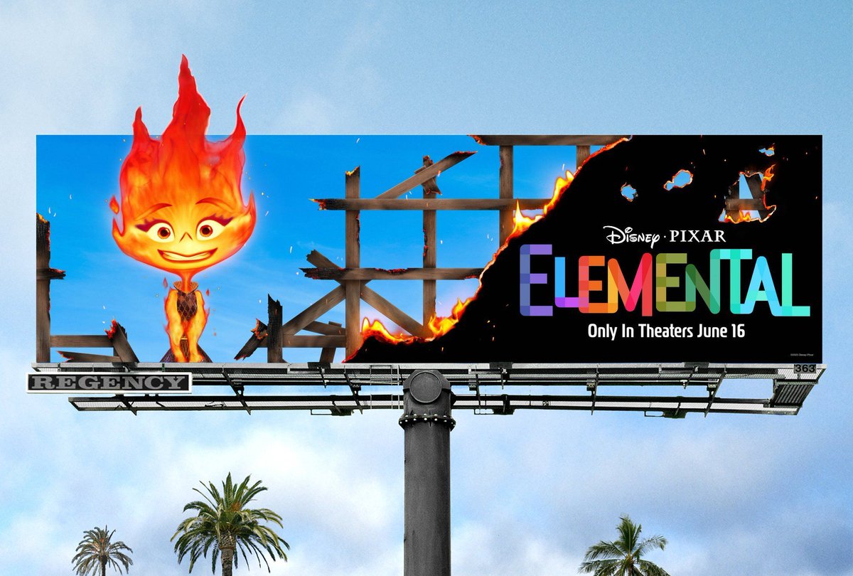 The_Clios's tweet photo. #ClioEntertainment 2023 Bronze Winner - @Disney/@pixarelemental : Disney/Pixar's Elemental | Ember Stunt Billboard by @LegionGrp  https://t.co/GYC8xDczuZ https://t.co/xd0g4PabXt