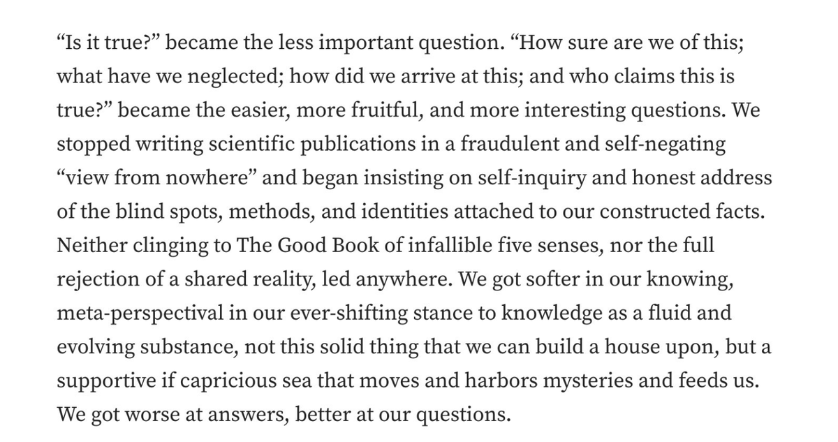 DilettanteryPod's tweet photo. highly recommend "An Oral History of The End of 'Reality'" by Michael Garfield
"We got worse at answers, better at questions."
"The Age of Forgeries turned out to also be The Age of Maybe."
https://t.co/5jYm2c2Sri https://t.co/jYHmDvVaOc
