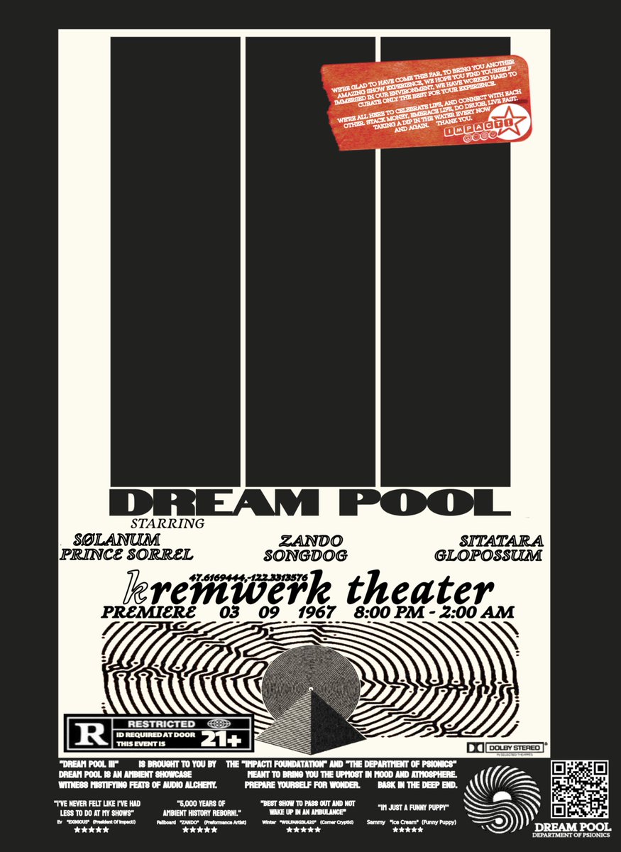ImpactSeattle's tweet photo. "DREAM POOL III" - 1 DAYS REMAIN
LOCATION: @Kremwerk
DATE- 03-09

@HAPPYBARKCORE
@fallboard
SITATARA
@pup_amaro
@Tabernak
@Glopossum

Rendezvous Here: https://t.co/da9JHxLfbO https://t.co/2hJgkgG2BN