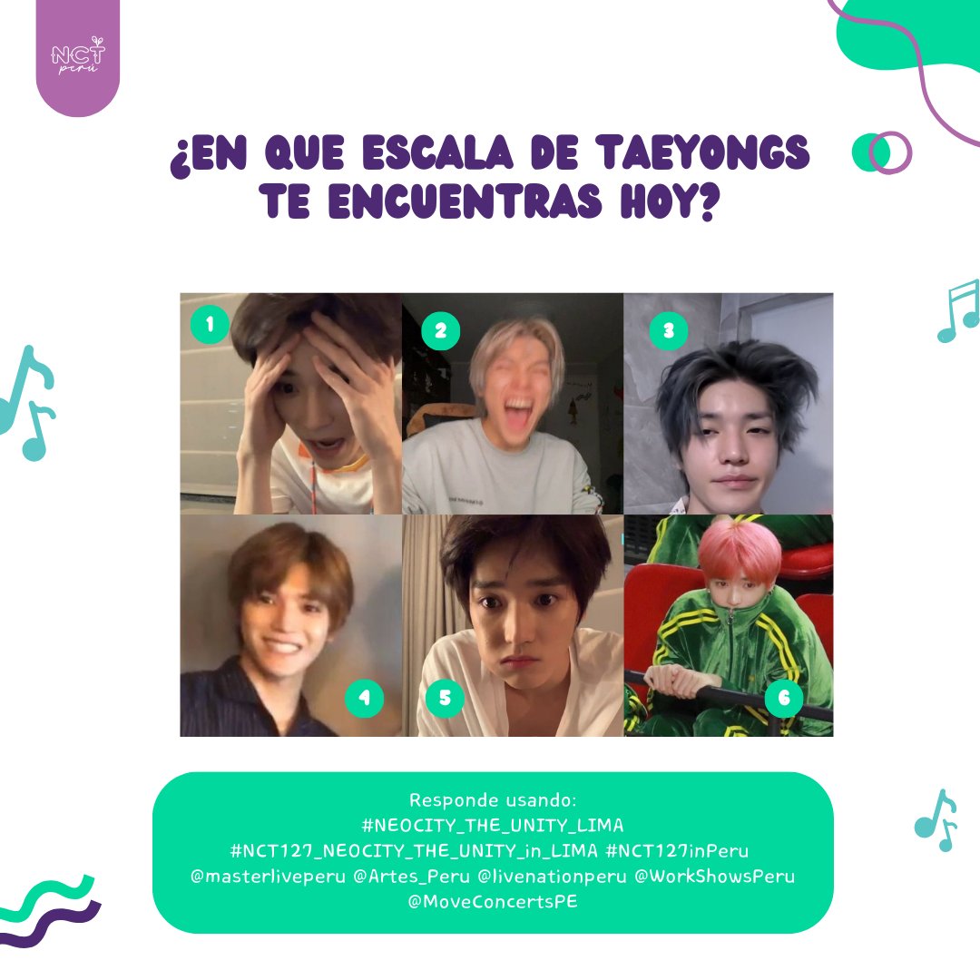 TAEYONG_PERU's tweet photo. Buenas buenas, jueves casi viernes, casi semana santa ¿En qué mood están hoy? Yo 3 y 4
#NEOCITY_THE_UNITY_LIMA #NCT127_NEOCITY_THE_UNITY_in_LIMA #NCT127inPeru
@masterliveperu @Artes_Peru @livenationperu @WorkShowsPeru @MoveConcertsPE https://t.co/FL9OCQrSKO