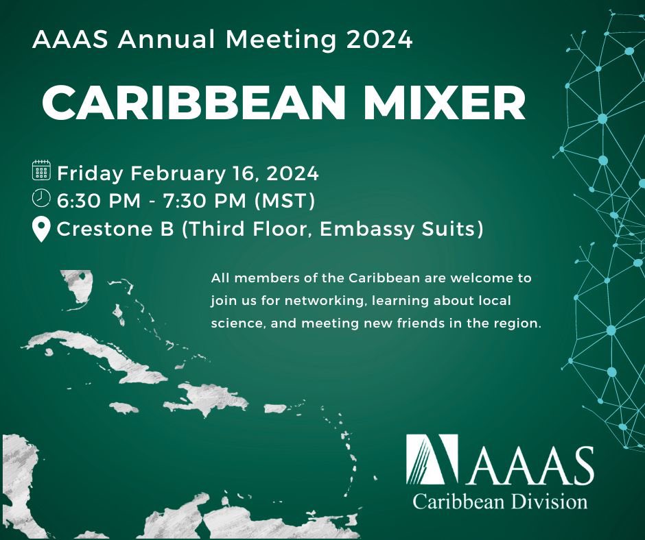 Kevin Alicea-Torres (@kalicea_phd) on Twitter photo For the first time, the @AAAS Caribbean Division will have a mixer to connect & network with scientists from the region! This event is open to everyone 🌎🙌🏼#AAASmtg <a href="/AAASmember/">AAAS Members</a> For the first time, the @AAAS Caribbean Division will have a mixer to connect & network with scientists from the region! This event is open to everyone 🌎🙌🏼#AAASmtg <a href="/AAASmember/">AAAS Members</a>