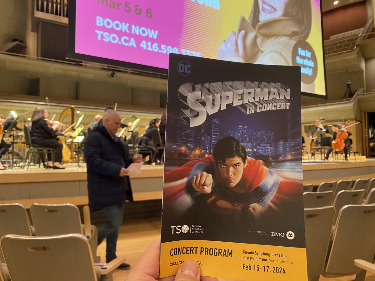 RichardCrouse's tweet photo. This is what I’m doing tonight! #SupermanInConcert! It’s a bird! It’s a plane! It’s an orchestra! @roythomsonhall @TorontoSymphony https://t.co/jbqpc3uSGG