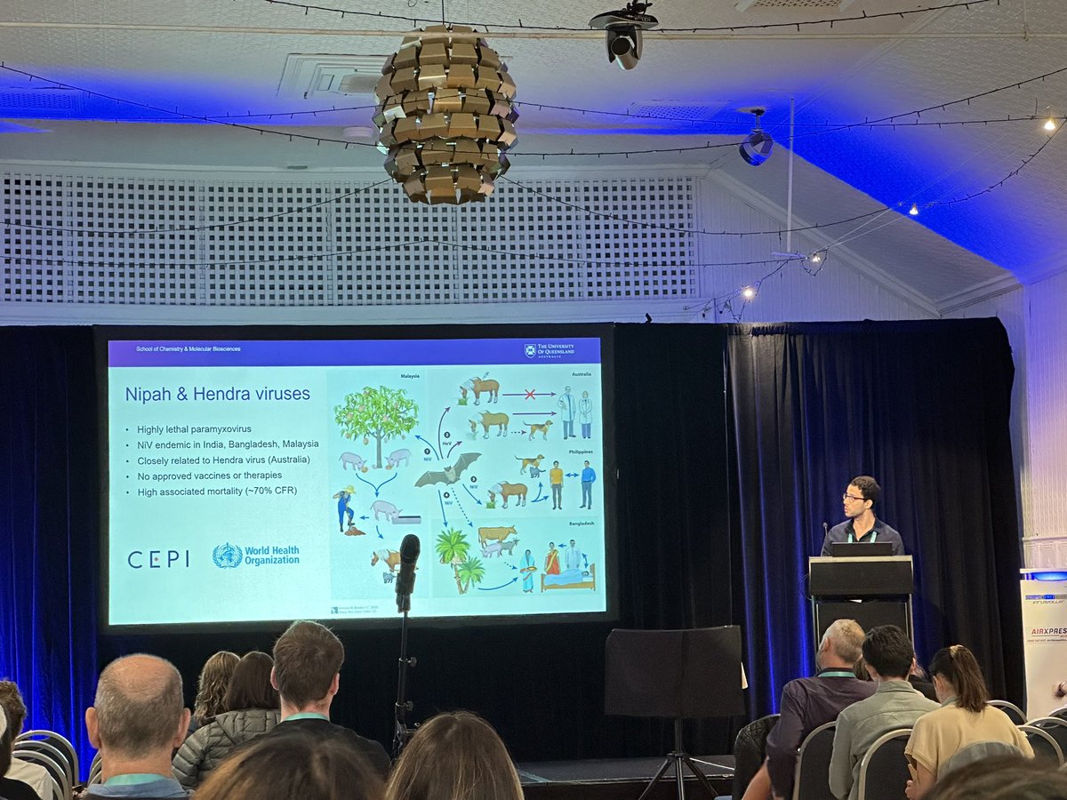 <a href="/Ari1saacs/">Ari</a> giving a talk at #lorneiandi about structure-informed vaccines for emerging #henipaviruses