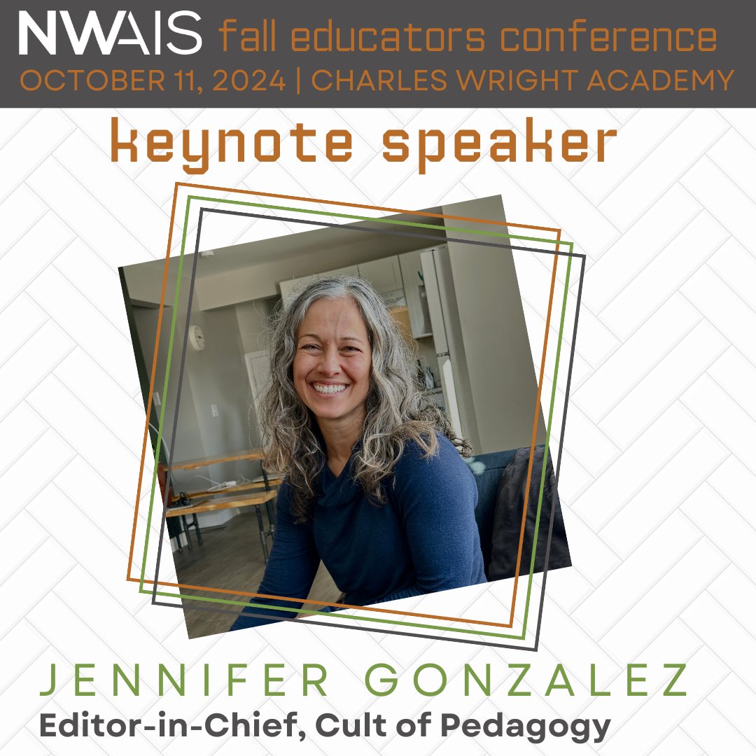 Introducing the keynote speaker for our 2024 Fall Educators Conference: Jennifer Gonzalez of @cultofpedagogy! Jennifer is a National Board Certified Teacher, author, creator and editor-in-chief at Cult of Pedagogy. We can't wait to see her kick off an amazing day at #FEC24!