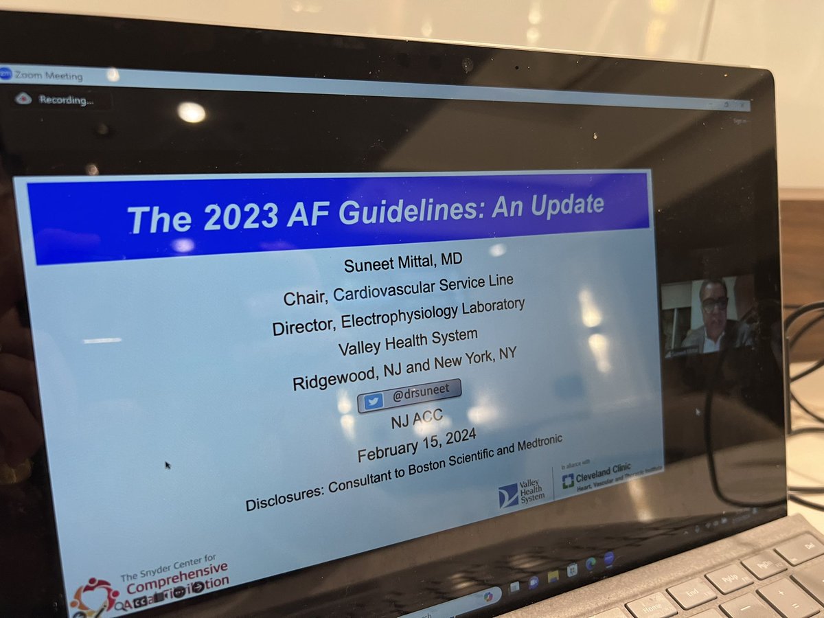 Thank you @drsuneet for your talk this evening on the 2023 AF Guidelines for @njacc members! Special thank to @NJACC FIT rep @vandanMD for hosting and moderating the program!