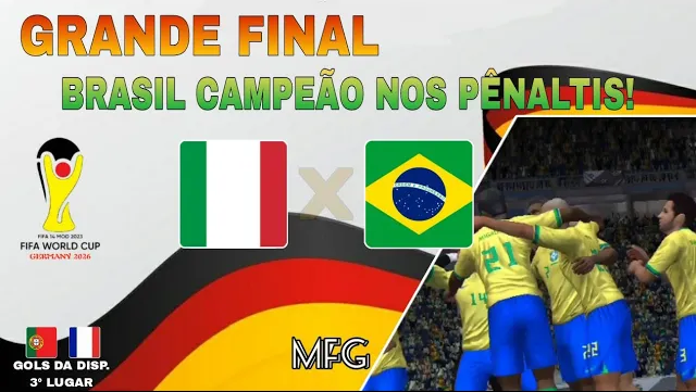 🙋‍♂️Fala Galera! 
Grande Final da Copa do Mundo 2026_Alemanha (fictícia), Simulada no jogo 'Fifa 14 Mod 2023 para Android'.
 
ITÁLIA vs BRASIL
youtu.be/pkZMsoRIVuE