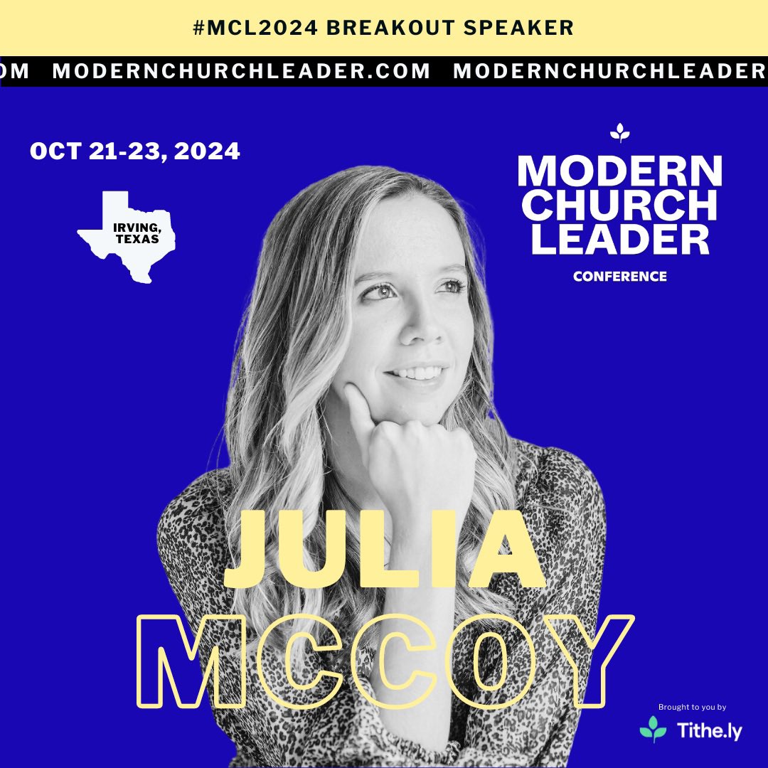 We are lining up the best speakers for the Modern Church Leader Conference. I’m super excited about @JuliaEMcCoy joining us and teaching a practical workshop on AI and content marketing. Julia is an 8x author and a leading strategist around creating exceptional content and