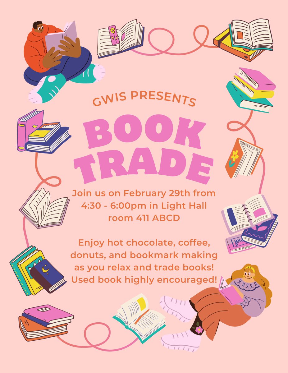 Books! Treats! Crafts! Woohoo! Please bring a book of any genre to swap (used books are encouraged, come refresh your collection!). This event is free for all, so bring your friends! We will have snacks, plus supplies and instructions to make bookmarks. RSVP link in bio!