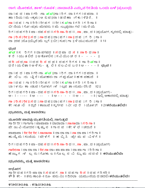hamsanandi's tweet photo. Sharing the notation of a #prabandha I composed.
This gives a view of how music compositions looked over 500 years ago. They're predecessors of Kriti/Padas that came up later in time.
I've tried to match description from Manasollasa and other texts for #Nadavati, a type of prabandha.