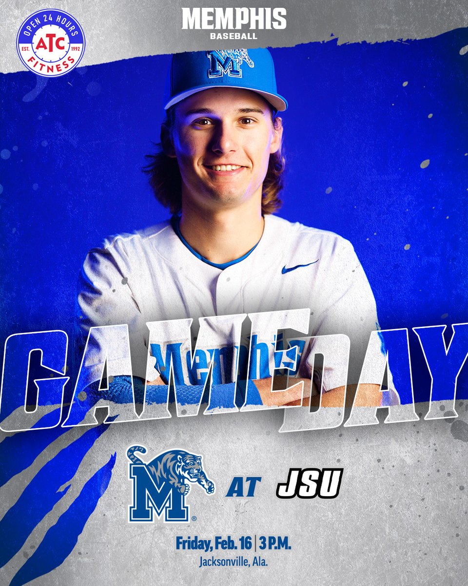Memphis Baseball (@memphisbaseball) on Twitter photo ๐๐๐๐๐๐๐ ๐๐๐ โพ๏ธ
๐ ยป Jacksonville State
โฐ ยป 3 P.M.
๐ ยป Jacksonville, Ala.
๐บ ยป gotigersgo.me/48l830C
๐ ยป gotigersgo.me/livestats
#GoTigersGo | <a href="/ATCFitnessTN/">ATC Fitness</a> ๐๐๐๐๐๐๐ ๐๐๐ โพ๏ธ
๐ ยป Jacksonville State
โฐ ยป 3 P.M.
๐ ยป Jacksonville, Ala.
๐บ ยป gotigersgo.me/48l830C
๐ ยป gotigersgo.me/livestats
#GoTigersGo | <a href="/ATCFitnessTN/">ATC Fitness</a>