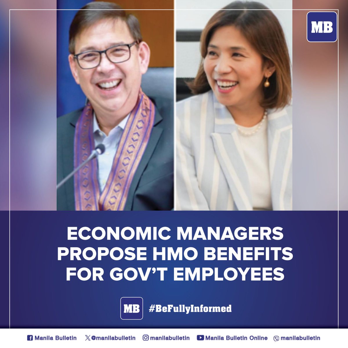 Two of President Marcos’ economic managers are pushing for the integration of healthcare coverage as a part of the compensation package for all government employees.

READ: mb.com.ph/2024/2/16/econ…