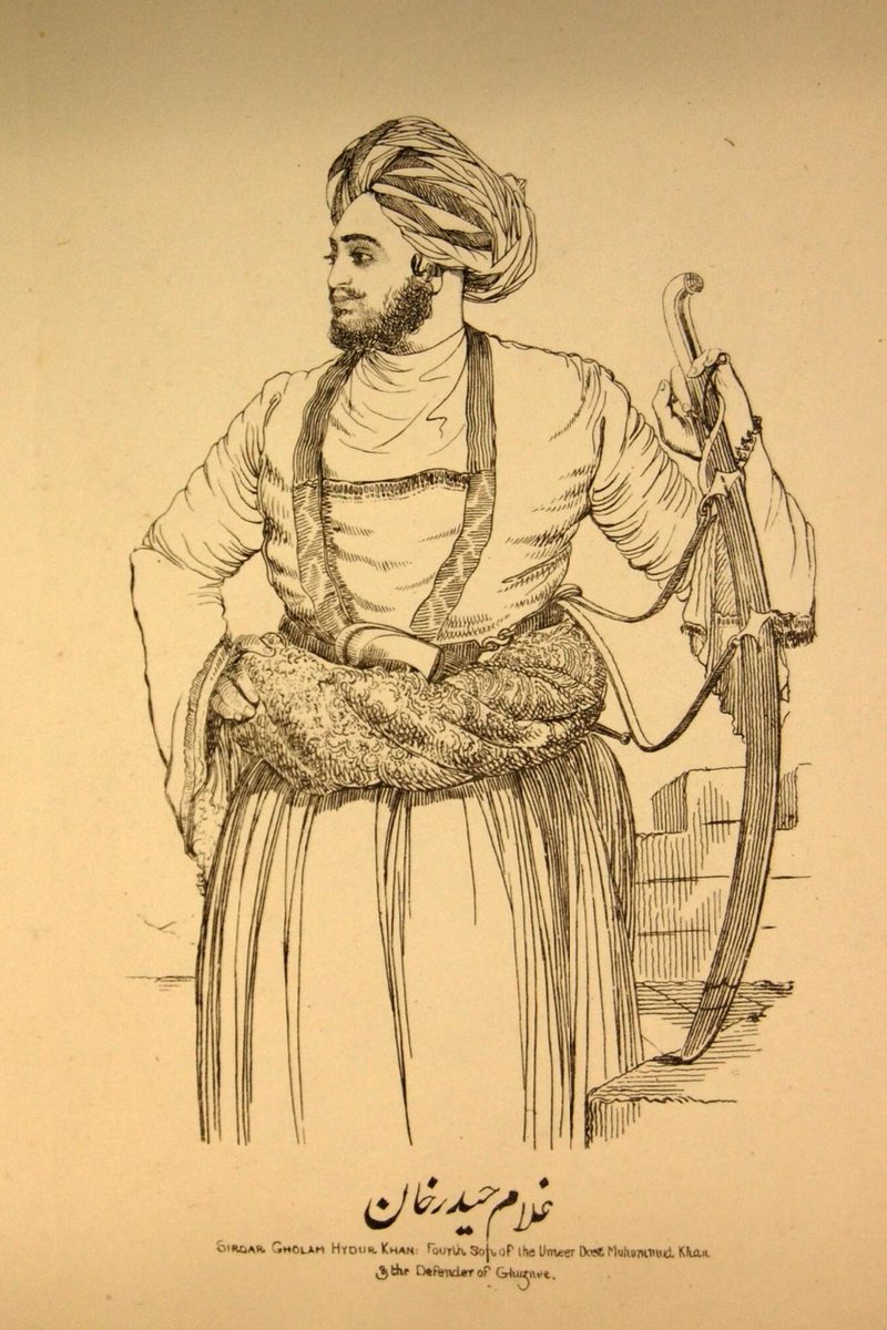 Ghulam Haider Khan, the fourth son of Amir Dost Muhammad Khan of Afghanistan, 1840 (c). Inscription: 'Sidar Gholam Hydur Khan: Fourth Son of the Umeer Dost Muhummud Khan & the Defender of Ghuznee' By Thacker & Co. After Colesworthey Grant.