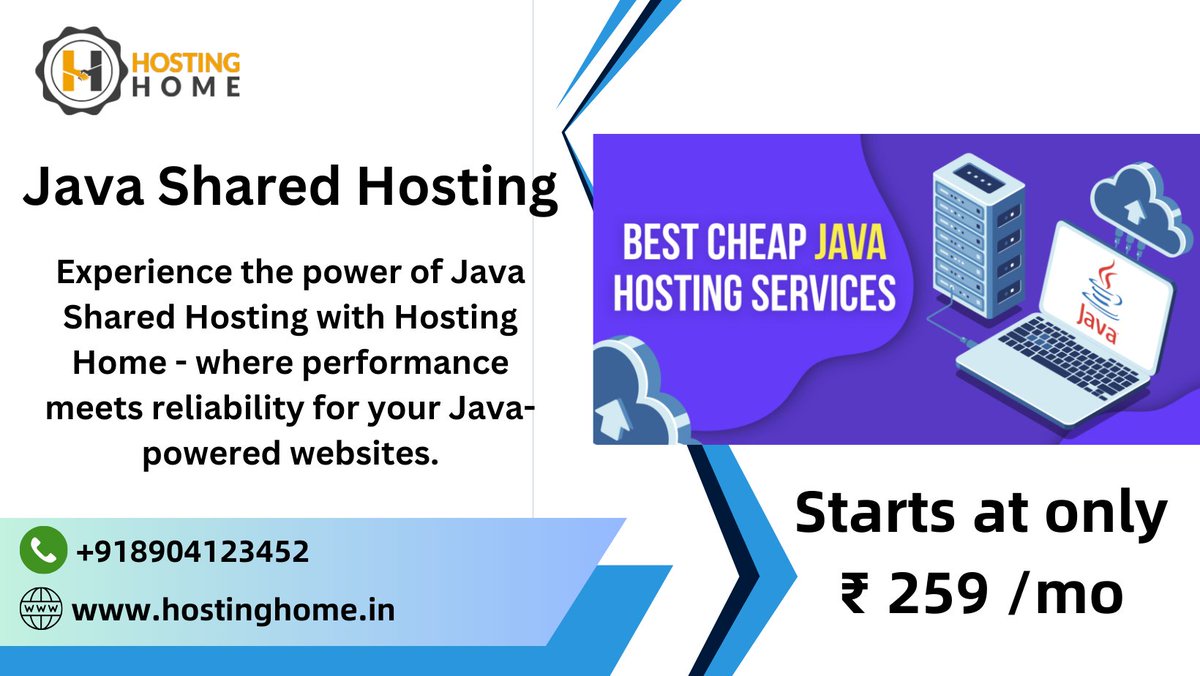 Hostinghome1's tweet image. Elevate your Java-powered websites to new heights with Hosting Home's cutting-edge Java Shared Hosting.
Visit Us
hostinghome.in/java-shared-ho…
Contact us
+918904123452
+919019068720
#JavaHosting
#SharedHosting
#WebHosting
#JavaServer
#JavaDevelopment
#HostingSolutions
#JavaApps
