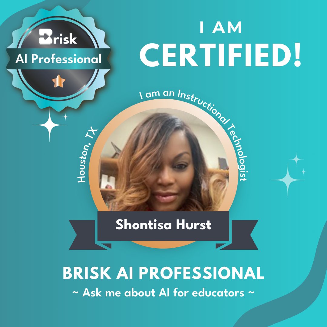 Shontisa Hurst M.Ed. (@techtisa) on Twitter photo Spent my evening earning my Brisk AI badge! Excited to share this cutting-edge AI tool with my teachers.
✅Change Reading Levels ✅Give feedback ✅ Game Changer briskteaching.com/community #aitoolsforteachers #teachertimesaver
<a href="/briskteaching/">Brisk Teaching</a>
#HISDTechInnovators Spent my evening earning my Brisk AI badge! Excited to share this cutting-edge AI tool with my teachers.
✅Change Reading Levels ✅Give feedback ✅ Game Changer briskteaching.com/community #aitoolsforteachers #teachertimesaver
<a href="/briskteaching/">Brisk Teaching</a>
#HISDTechInnovators