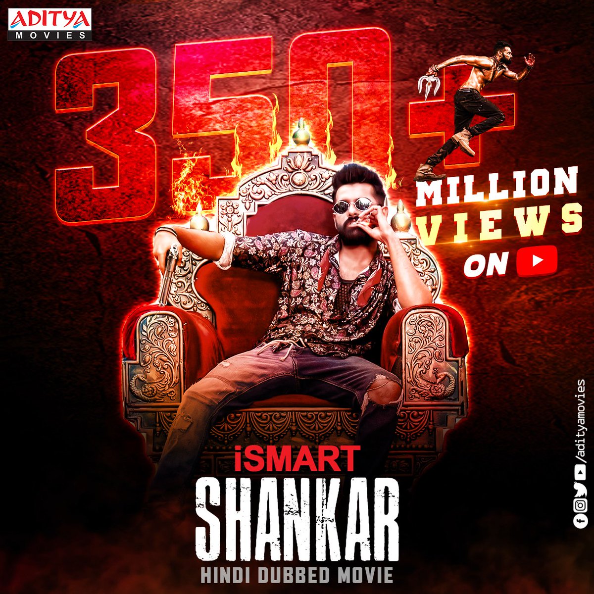#IsmartShankar (Hindi) Dubbed Movie Hits 350 Million+ Views on #YouTube

- youtu.be/Gtx1pPeKJsA

#Rampothineni #Nabhanatesh #PuriJagannadh #Nidhiaggerwal #AdityaMovies