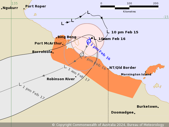 LimWeather's tweet photo. #14P in SW #GulfofCarpentaria is now #Lincoln, will soon landfall in NE #Northernterritory,#Australia, at the peak at 40mph TS SSHWS/C1 Aus Scale strength
life threatening #Flooding rains likely there, NW #Queensland
#Tropicswx #wxtwitter #Cyclone #CycloneLincoln https://t.co/fV9da7nejP