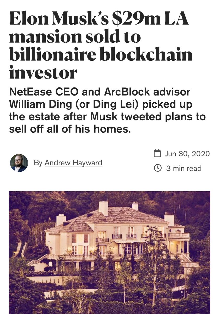 Ding Lei, a Chinese billionaire who purchased elon musk mansion and also CEO of NetEase is an advisor for #ArcBlock. Coinbase listed them for free