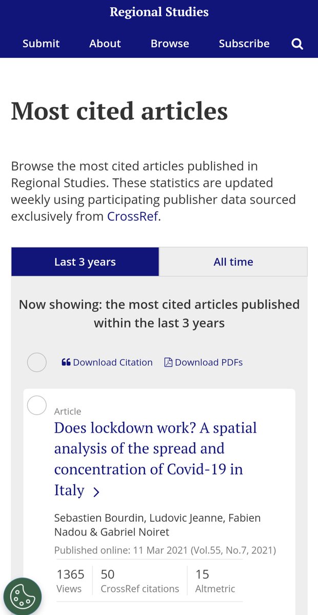 Bourdin_Seb's tweet photo. 🏆🎓Our paper with Ludovic JEANNE Fabien NADOU &amp; Gabriel NOIRET is the most cited paper within the last three years in @RegionalStudies
https://t.co/Ws0Bcyd46f
@regstud #ResearchImpact #Covid19
#ABS4 https://t.co/EzupajhAqy