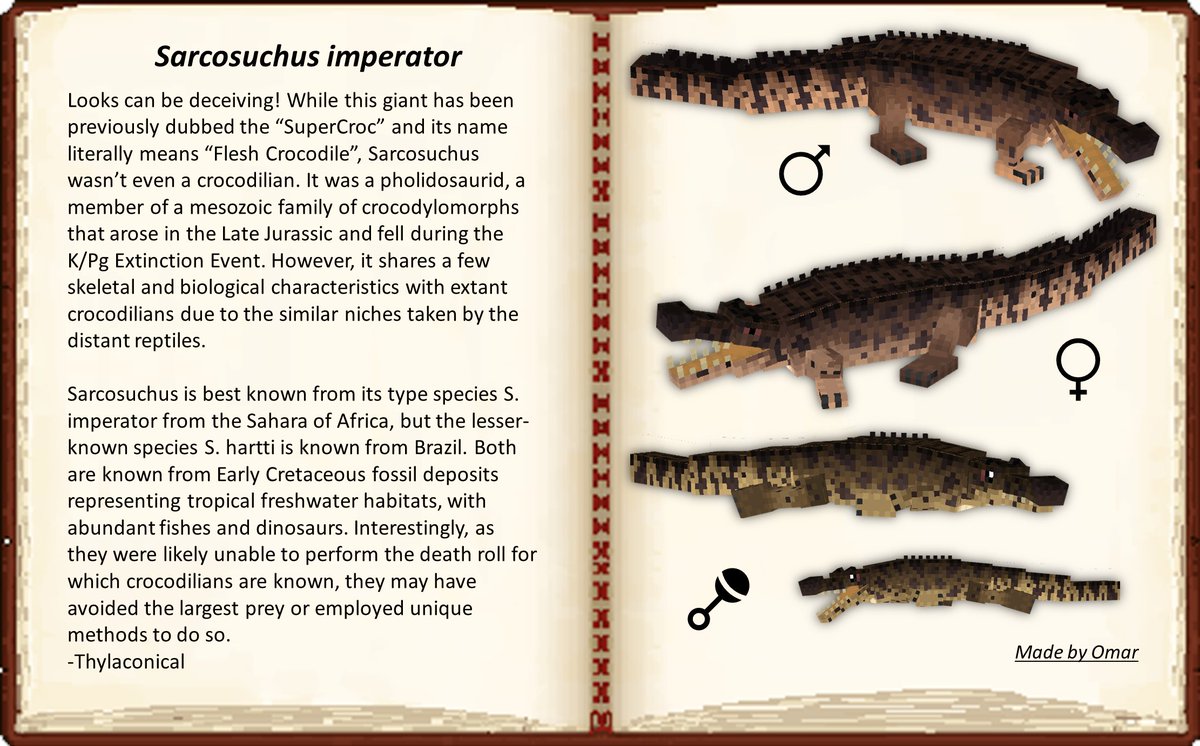 FossilsRevival's tweet image. Sarcosuchus imperator!!
#minecraftmodding #minecraft #crocodile #dinosaurs #animals #biology #blockbench