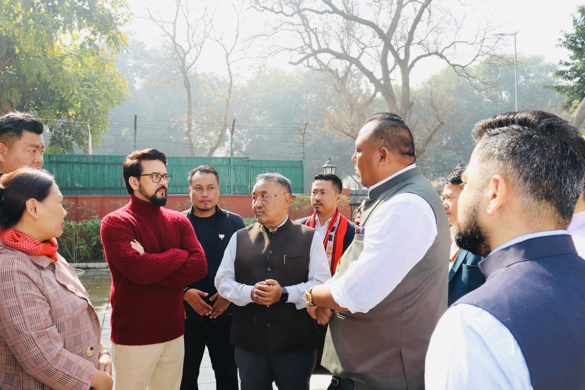 Had the privilege to call upon Hon’ble Union Minister for I&amp;B, Youth Affairs &amp; Sports Shri <a href="/ianuragthakur/">Anurag Thakur</a> ji along with the Nagaland State <a href="/BJP4Nagaland/">BJP Nagaland</a> delegation including Hon’ble MP Rajya Sabha Smti <a href="/Sphangnon/">S. Phangnon Konyak</a> ji &amp; Hon’ble Advisor <a href="/kropolvitsubjp/">Er. Kropol Vitsu</a> ji &amp; National Mahila Morcha