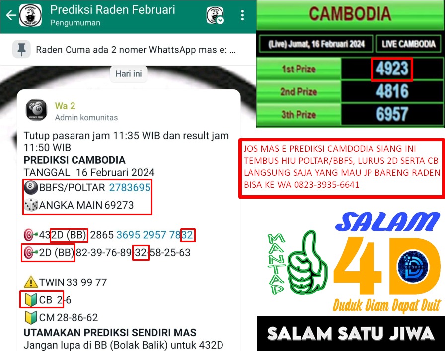 RadenHoki88's tweet photo. Joss prediksi cambodia siang hari ini mas e, hiu lurus angka main 5digit wae, lanjut pasaran lain buat hari ini WA 0823-3935-6641 Gratis!

#prediksitogelhariini #prediksicambodia #result #Resulttogelhariini #Resulttogelharii #angkajitu 
Prabowo Real Count Lim Yoona mingyu Saksi https://t.co/yPMIJQy49g