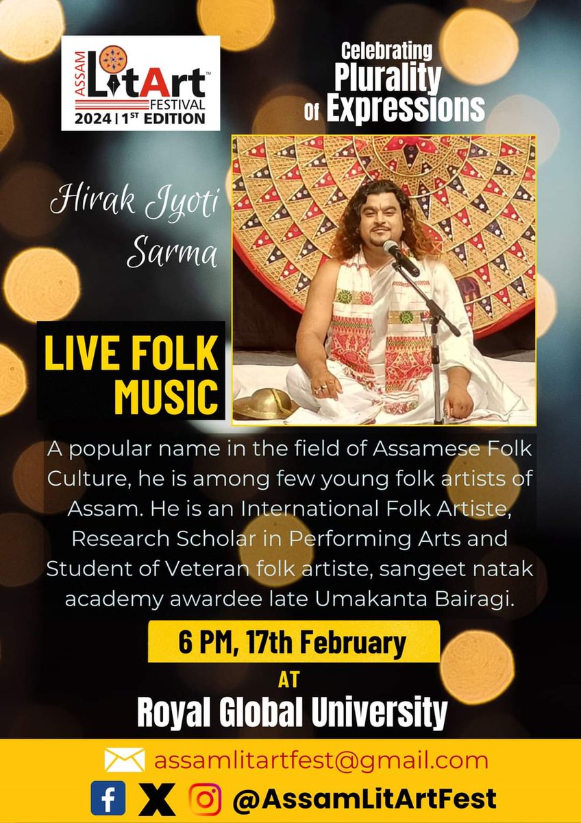 #assamlitartfest2024 #livemusic l Groove to various Assamese folk music forms performed together on one stage by @Hirakjy29536400 and his accompanying artists, and get ready for an evening of musical and cultural bliss only at the Assam LitArt Fest on February 17! #Guwahati