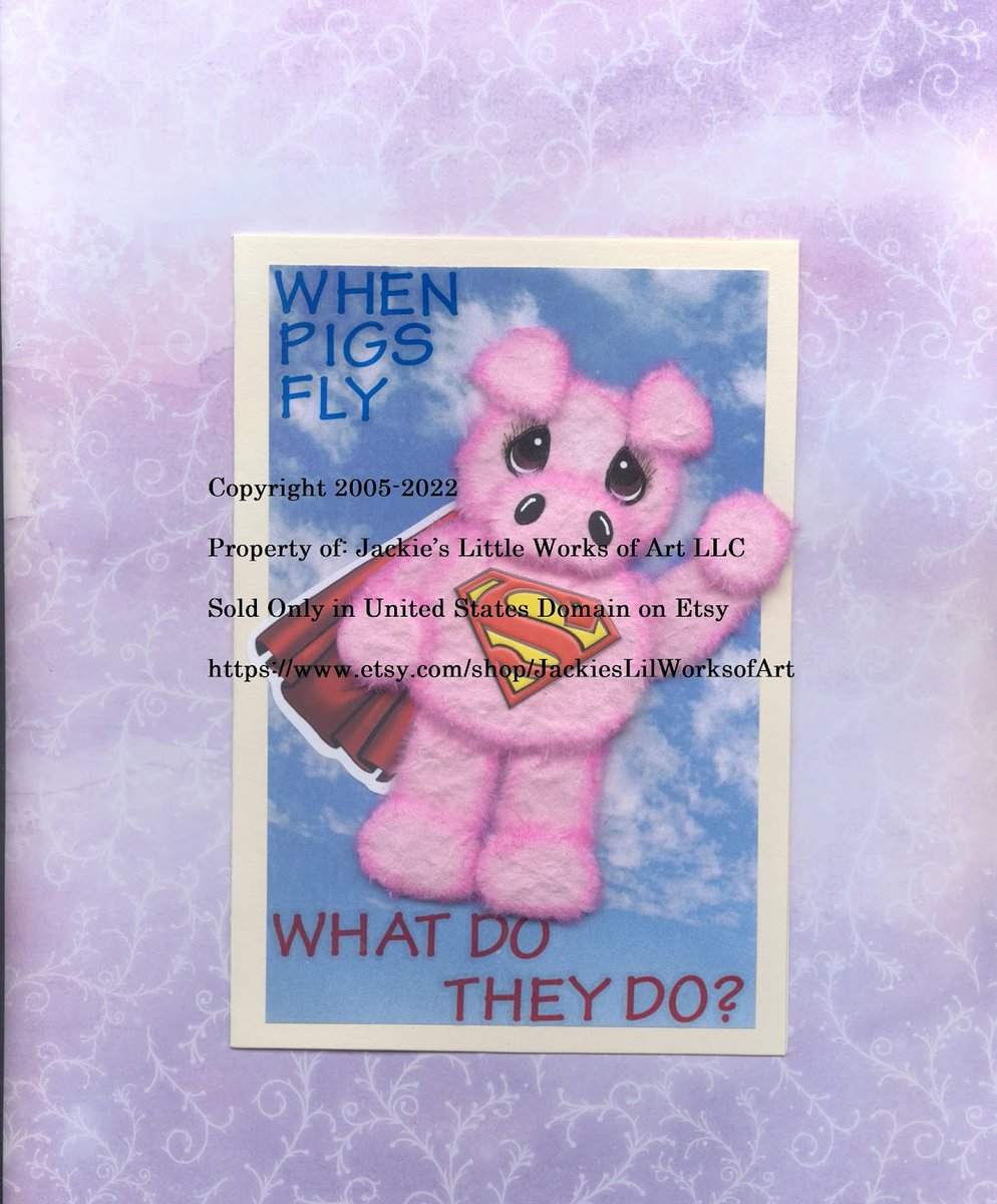 annimae9's tweet image. All Occasion Dimensional Greeting Card Tear Pig Tear Bear Style When Pigs Fly Superhero Kids Handmade one-of-a-kind ooak Unique Dimensional 5x7 Blk273 #JackiesLilWorksofArt #alloccasiongreetingcard #whenpigsfly #handmadeandunique3D  etsy.me/3bEBe4v