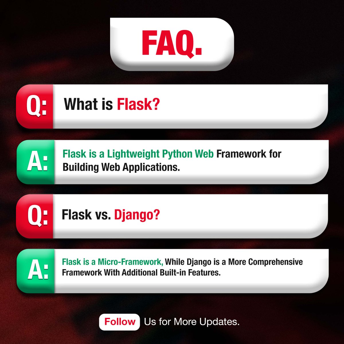 VolcanusAcademy's tweet image. Flask demystified! Get quick answers with our Flask FAQ Quickies. Elevate your coding game!

Visit : volcanus.in/contact-us
Contact us : +91-9109039050
Visit us @ volcanus.in
Address : 215-216, Shagun Arcade, Vijay Nagar, Indore

#FlaskFAQ #CodingProTips