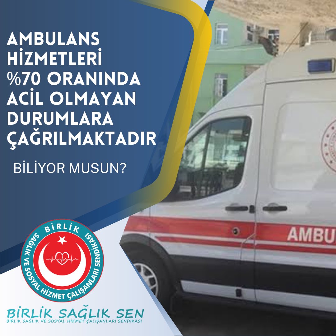 Birlik Sağlık Sen Genel Başkanımız Ahmet Doğruyol : 112 Acil Hizmetleri %70 oranında acil olmayan durumlara çağrılmaktadır.

#birliksağlıksen 
#birliktegüçlüyüz 
#sendikalhaklar