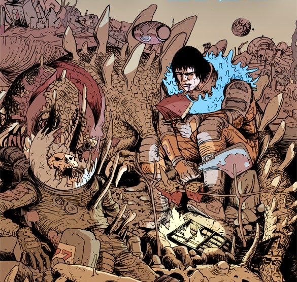 SnacksAttacks's tweet photo. Anyone digging the dope show #ScavengersReign on HBO should definitely check out the comics series Prophet by Brandon Graham and Simon Roy… and obviously anything Moebius @DaemZero @GameScoopIGN https://t.co/cgcyPA82cj