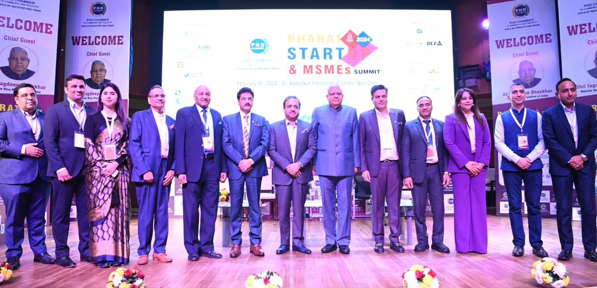 Hon'ble Vice-President, Shri Jagdeep Dhankhar presided over the Bharat Startup and MSMEs Summit organised by PHDCCI at Dr. Ambedkar International Centre in New Delhi today. @phdchamber