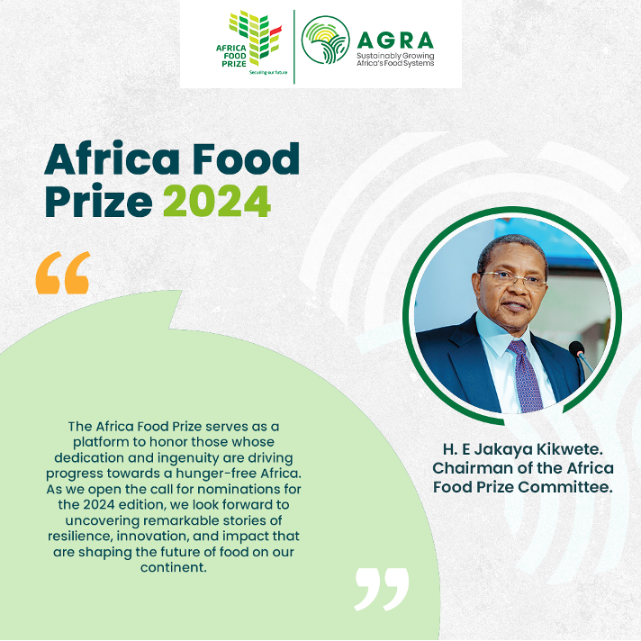 Africa Food Prize | #Foodsystems Message | The Africa Food Prize 2024 is now open. We're looking for visionaries who have shaped the Africa's #FoodSystems Applications are now open! Nominate or apply to honor the brilliance shaping the future of African agriculture.…