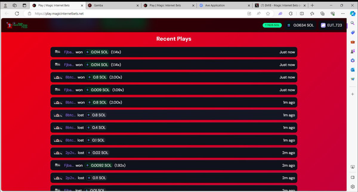 MIBSOLcoin's tweet photo. Solana chads are starting to bet on our platform! Slowly but surely until all Solana holders are betting on our platform! And remember, we'll be giving back 5% of total revenue to the chart!"  #Solana #CryptoBets #MIB #SolanaSeason #SolanaCommunity https://t.co/BCWgicQisQ