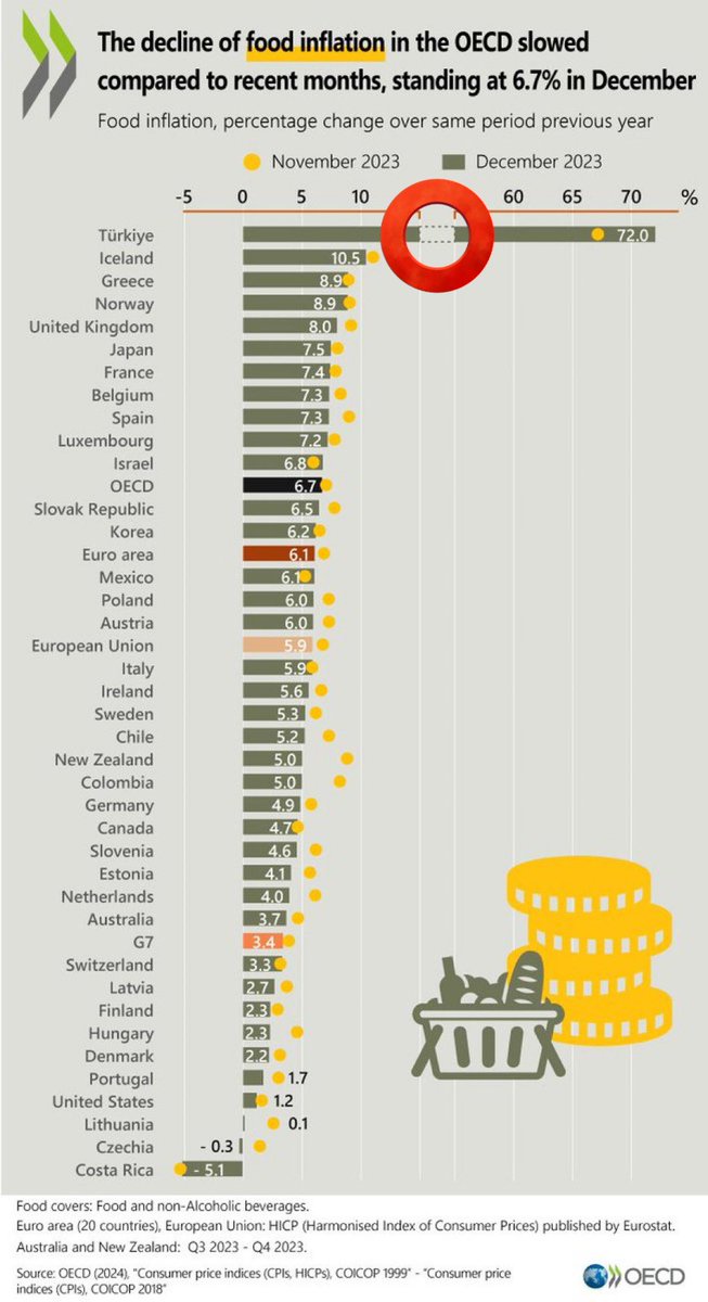OECD Türkiye'deki gıda enflasyonunu grafiğe sığdıramadı.