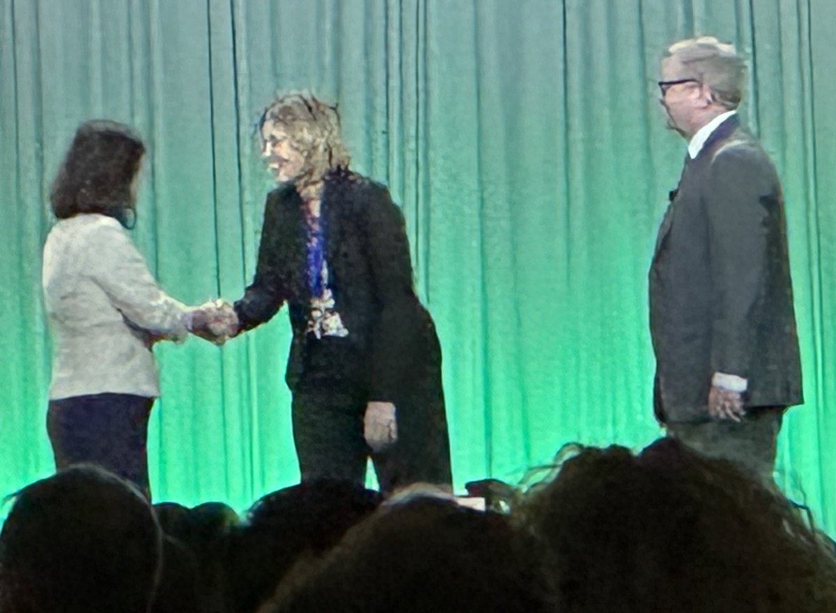 Iowa's 2024 Superintendent of the Year <a href="/StaceyCole/">Stacey Cole☮️</a> is recognized at <a href="/AASAHQ/">AASA</a> National Conference on Education. Congratulations! 🏅#NCE2024