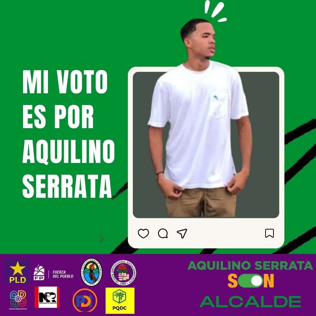Este 18 de febrero, ¡Votaré 3, en la casilla 3 por Aquilino Serrata (Son)! para que SDO se convierta en un MUNICIPIO NUEVO, más limpio, próspero, organizado y lleno de oportunidades para todos.💚 #MiVotoVaPorAquilinoSerrata #Vota3 @SerrataAquilino