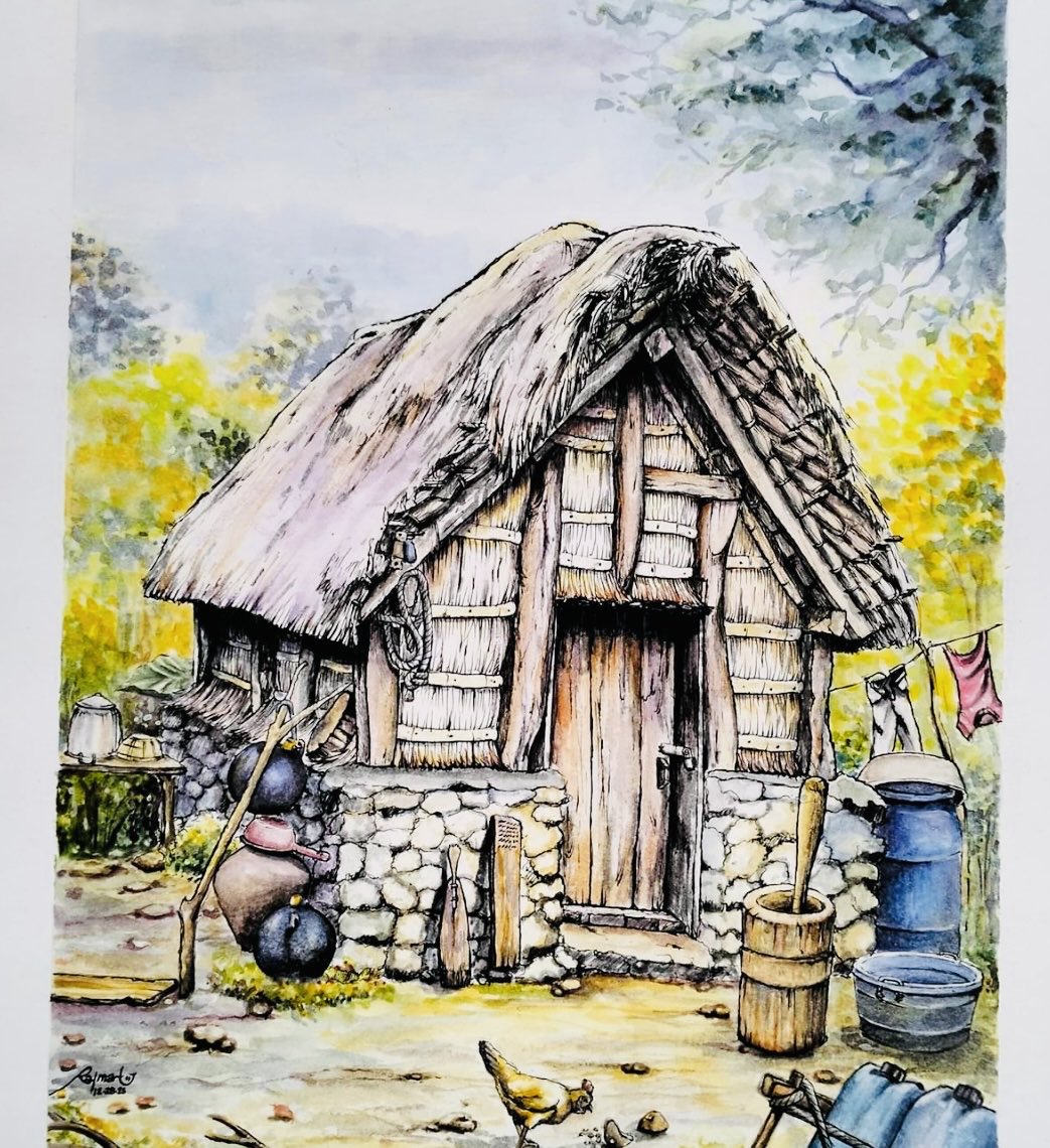 CelyLizardo's tweet photo. A watercolor and ink on paper painting done by a young Ivatan artist. He paints to earn his way to college. https://t.co/0zcMdlO04i