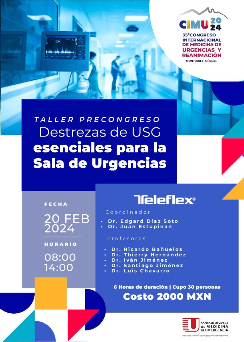 Dr_Dive's tweet image. Estaremos participando con #Teleflex en este interesante taller #POCUS #Emergencias en #CIMU24 @SMMEAC