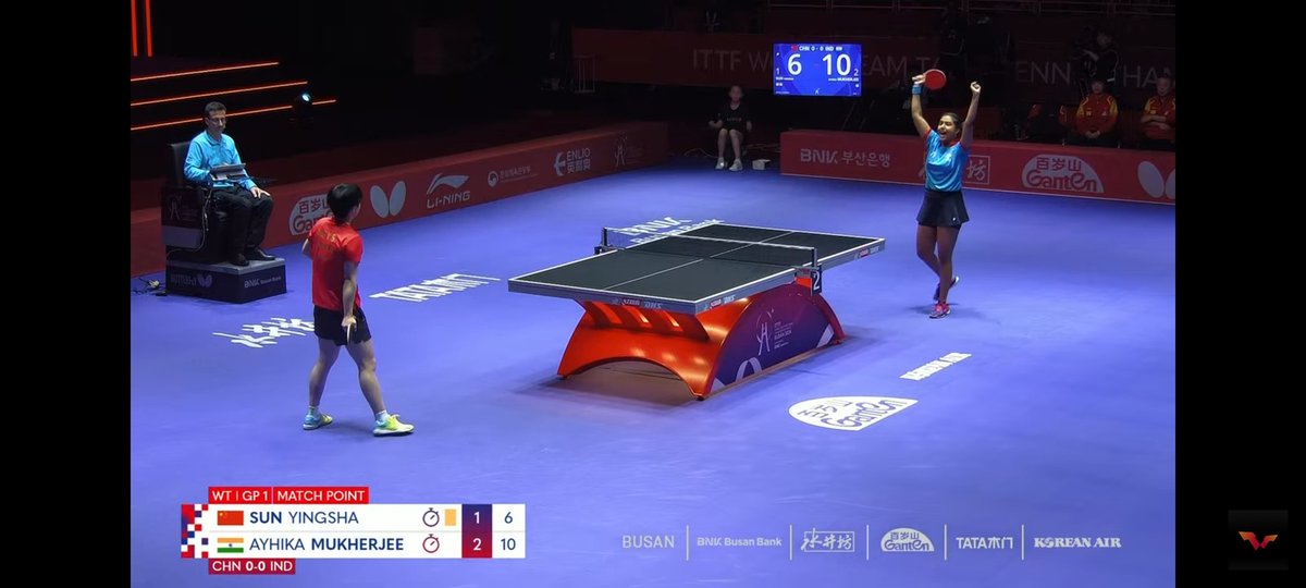 YTStatslive's tweet photo. Biggest Upset of the Day 🔥🔥🔥

Ayhika Mukharjee Won against World No 1 SUN Yingsha 🇨🇳 by 12-10 , 2-11 , 13-11 , 11-6 at ITTF World Team Table Tennis Championships 2024 .

#ITTFWorlds | #Busan🇰🇷 | #TableTennis https://t.co/e74fpYoAXs