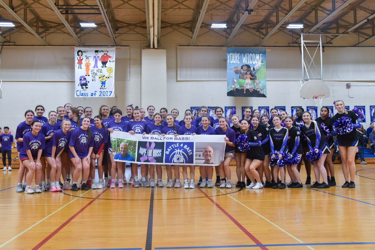 HopedaleSports's tweet photo. Tonight Hopedale vs Milford girls bball played for a cause.  A cause way greater than the game or the teams.  Steve Bassignani they played for you and we are all rooting for you as you battle pancreatic cancer.  We 💜 you Steve! https://t.co/kwSM7Snf5p