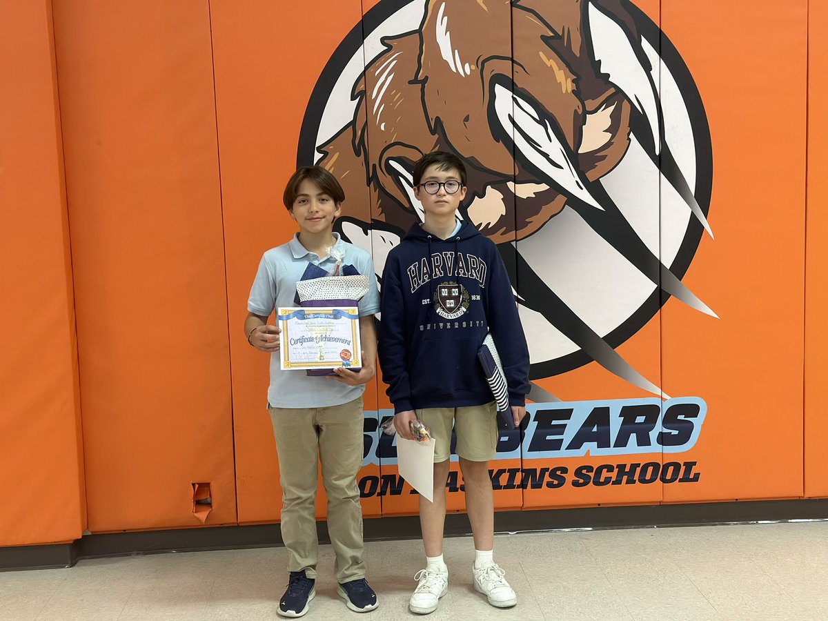 Congratulations to the winner and runner-up from our Spanish Spelling Bee. Juanpablo  was the winner.  Max O was the runner-up.  #itstartswithus #haskinspride #sunbearsrock