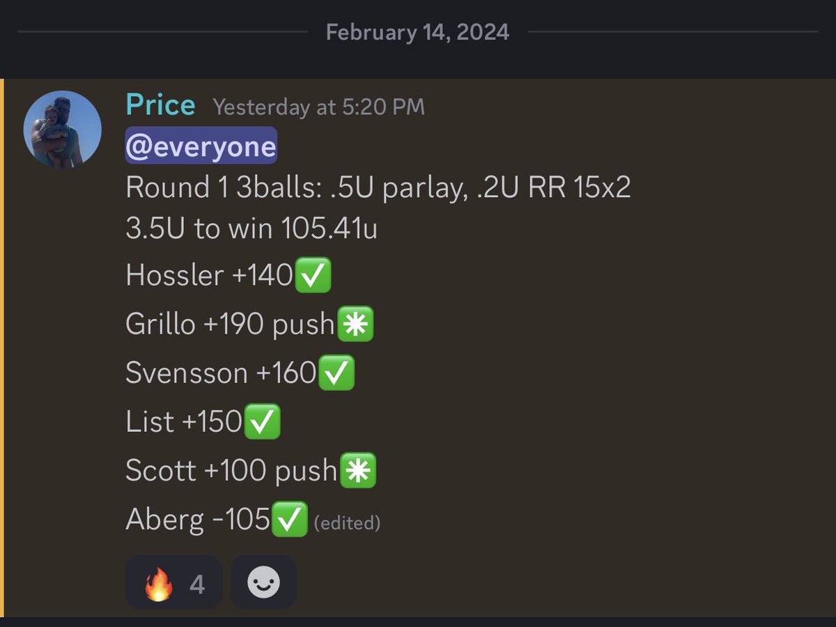 pwallace0912's tweet image. Not a bad first round for everyone over at @4DeepBets_ , get ready to lock and load for round 2 of the #GenesisOpen and let’s have another big #pga week
#sportsbettingpicks #GamblingTwitter