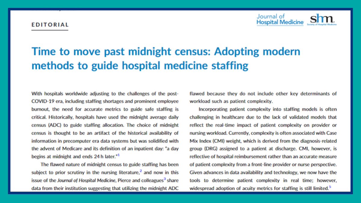 Time to move past midnight census🌙: moving hospital medicine staffing into the modern era. ⏰💼🏥 Read more: bit.ly/3ux5fQ5